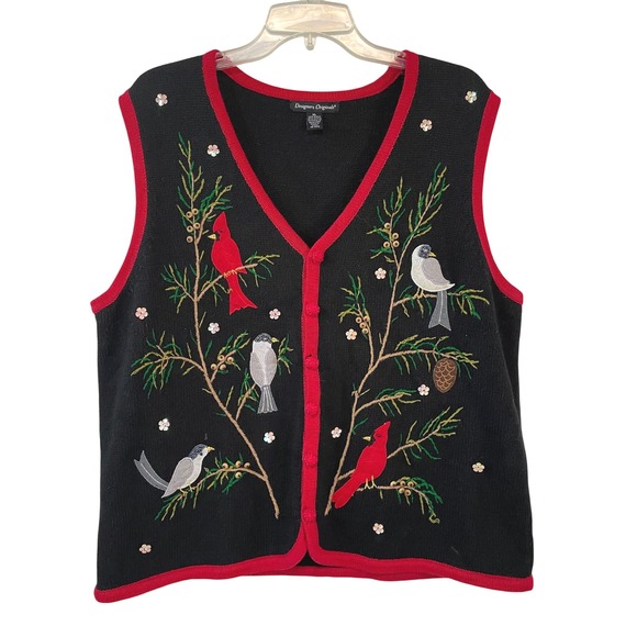 Designers Originals XL Bird‎ Cardinal Vest Sleeveless Knit Sweater Holiday - Picture 1 of 7